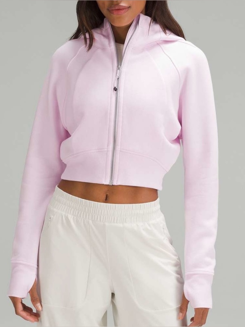 lululemon Scuba Full-Zip Cropped Hoodie Light Meadowsweet Pink Zip-Up size 0